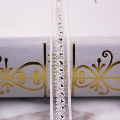 Nylon Beaded Lace Trim Rhinestone Fabric Trim Ribbons Wedding Home Textile Embellishment Garment Accessory 3mm 2.7m 1PC