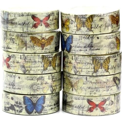 NEW 10pcs/Lot Decorative Colorful Butterflies Ink Spots Vintage Washi Tapes DIY Planner Adhesive Masking Tape Papeleria
