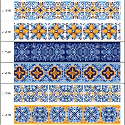 New 10yadrs Blue and White Porcelain Pattern Printed Grosgrain / Satin Ribbons