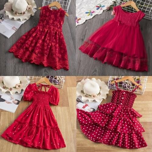 3-8 Years Little Girls Dress Lace Princess Dress Summer White Casual Wear Children Wedding Party Dresses Teenage Girls Clothing