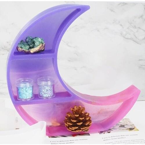 M2EA Crafts Moon Shaped Tray Epoxy Resin Mold Crescent Display Stand Silicone Mould