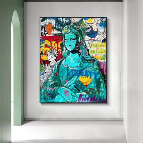 Pop Graffiti Art Statue Of Liberty Poster Painting Canvas Print Wall Art Picture For Living Room Home Decor