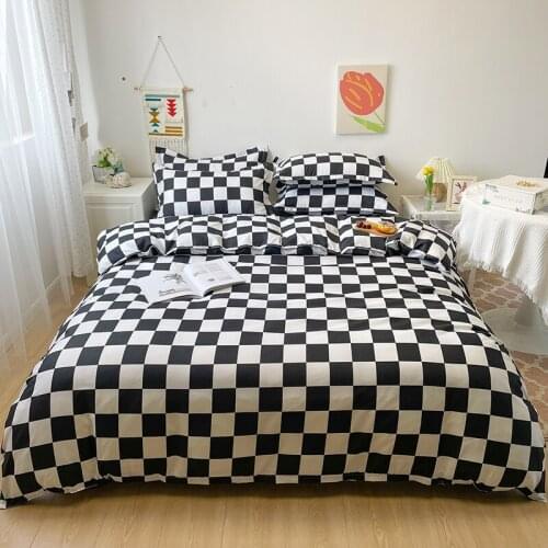 Plaid Nordic Bedding Set 240x220 Pillowcase Bed Sheet Bed Covers 150 Single Double Queen King Simple Checkerboard Duvet Cover