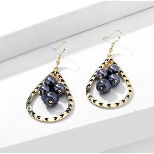 SophiaXuan Fashion Water Drop Earrings Big Classic Alloy Pearl Jewelry Dangling Earring Accessories Party Wedding Gift for Women