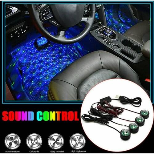 USB Car LED Atmosphere Lamp Sound Control Interior Ambient Star Light Decoration Colorful Auto Interior Ambient Light