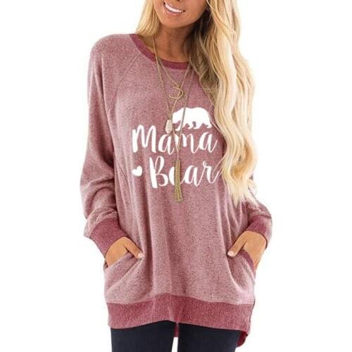 Womens round neck long-sleeved solid color cotton and linen casual long T-shirt with letters and animal patterns