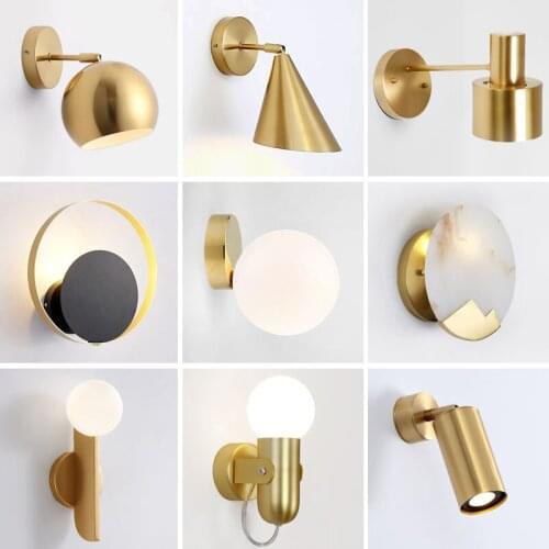 Gold Wall Lamp LED Living Room Reading Loft Decor Wall Light Simple Dining Room Bedroom Bedside Lamp Background De Wall Sconce