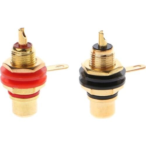 2019 New 1 Pair RCA Female Socket Connector Chassis Panel Mount Adapter Audio Terminal Plug Electrical Equipment