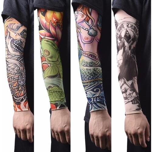 1Pc Nylon Tatoo Arm Stockings Arm Warmer Cover Elastic Fake Temporary Tattoo Sleeves For Men Women New Arrival