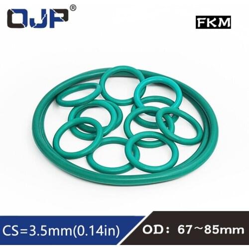1PC Rubber Ring Green FKM O ring Seal 3.5mm Thickness OD67/68/70/72/74/75/76/78/80/82/85mm Rubber ORings seal Oil Ring Gasket