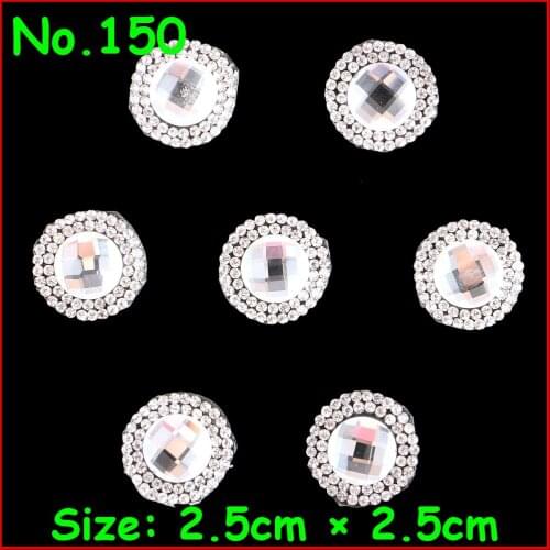 3 Pcs/Lot Shiny White BIg Round Motif Rhinestones Hot Fix Iron on Crystal Patch For Women Wedding Dress Veil Clothes DIY Garment