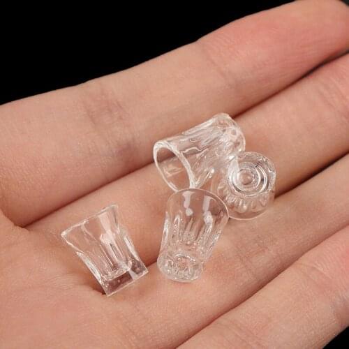 4 pcs Mini Resin Transparent Cup Simulation Kitchen Furniture Model Toys for Doll house Miniature Accessoriesm Decor