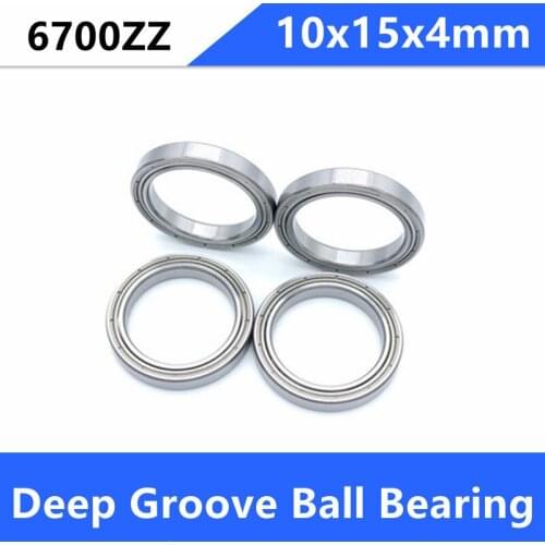 50pcs/lot thin wall bearing 6700ZZ 6700Z 6700 - 2Z 61700ZZ shielded ultra-thin deep groove ball bearings 10x15x4 mm