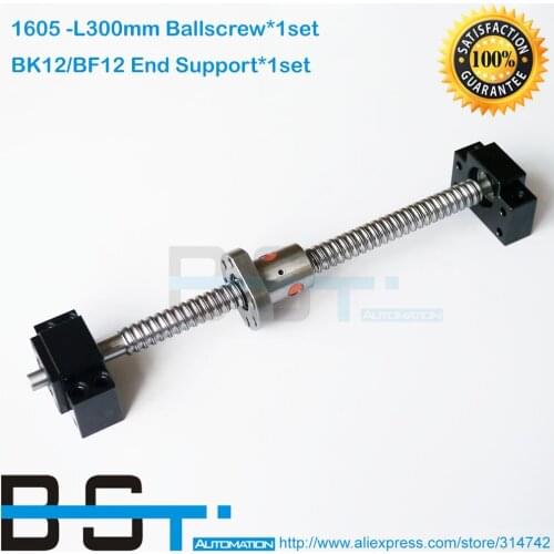 BSTMOTION Free Shipping 1pcs antibacklash ball screw set 1605 -L300mm-C7+BK12 / BF12 ballscrew support with end machined