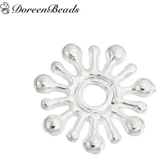 DoreenBeads Spacer Beads Christmas Snowflake silver color About 10mm(3/8")x 10mm(3/8"), Hole:Approx 1.8mm, 200 PCs