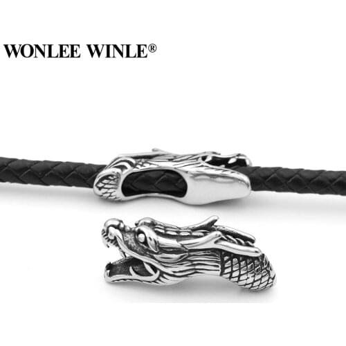Wonlee Winle Stainless Steel 6mm Big Hole Dragon Beads Charm For Bracelet Jewelry Making DIY Men&Women String Bracelets