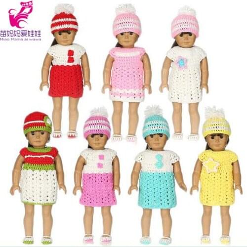 Baby Doll Clothes 45cm Baby reborn Doll Pink Red Sweater Dress Underwear Hat Doll Clothes Set for 18inch girl doll