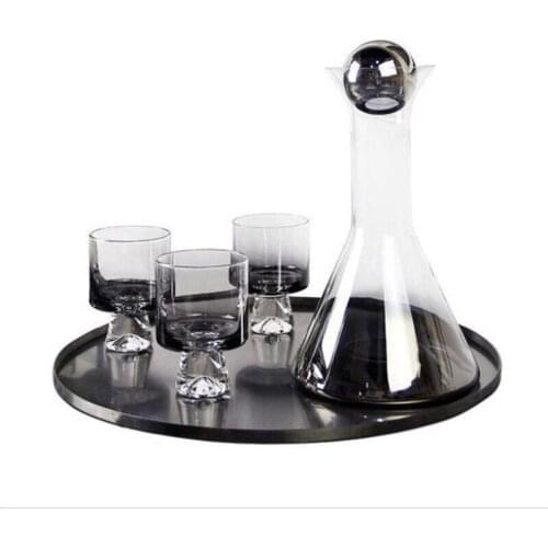 Wine Decanter Crystal Glass Cup Set Gradient Gray Water Bottle Table Decoration