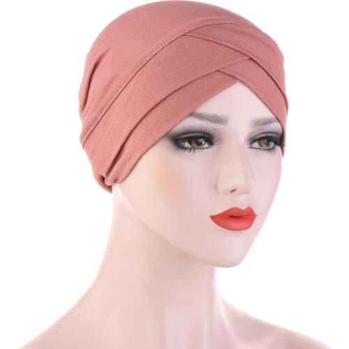 Indian Muslim Inner Turban Hat Head Scarf wrap Hair Loss Cover Cancer Chemo Cap Islamic Cross Headband Stretch Headwrap Hat