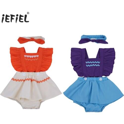 2021 Princess Infant Baby Girls Ruffle Romper 0-24M Mermaid Backless Jumpsuit Fashion Summer Sleeveless Rompers Dress Headband