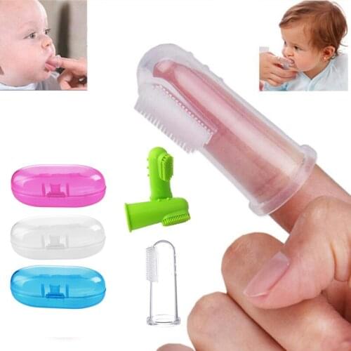 Dog Cat Baby Cleaning Finger Toothbrush Storage Box Super Soft Pet Finger Toothbrush Storage Supplies Finger Toothbrush And Box
