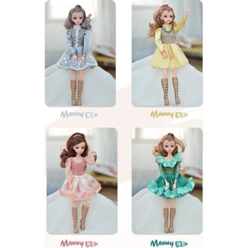 2021 New Edition 32cm Doll 3D Eyes With Clothes Outfit Shoes Makeup 11 Movable Joints Doll For Girls Childrens Day gift Gift