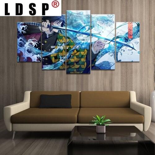 LDSP Anime 5 Panels HD Anime Boy Picture Tomioka Demon Slayer Kimetsu No Yaiba Poster Animation Art Wall Decor Paintings