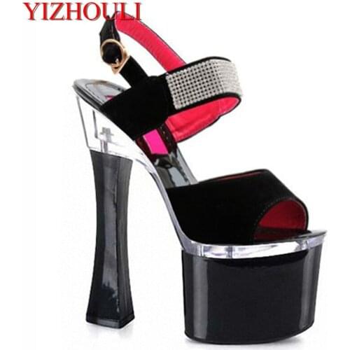 Summer sandals, square heels and womens shoes, water drills and sandals 17-18cm