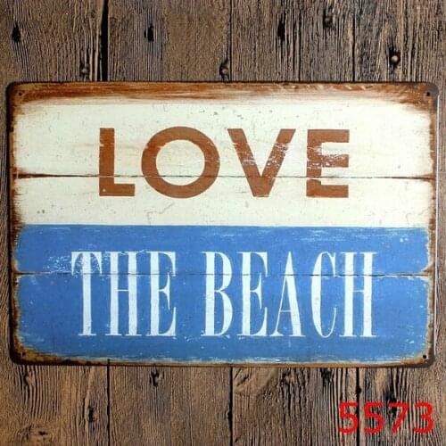 Metal Tin Sign Love the Beach Decor Bar Pub Home Vintage Retro Poster Cafe ART
