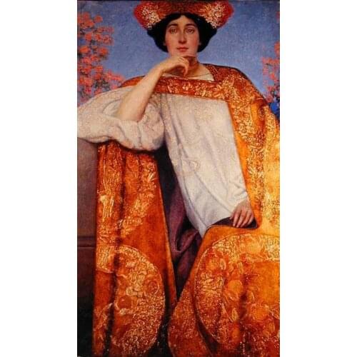 Handmade oil painting reproduction Portrait of a Woman in a Golden Dress by Gustav Klimt