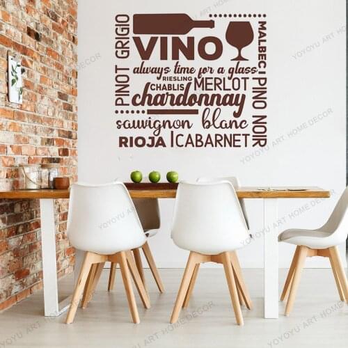 Self-adensive Wine Bar Words Wall Sticker Kitchen Restaurant Bar Lettering Drink Wall Decal Dinning Room Vinyl Home Decor rb266