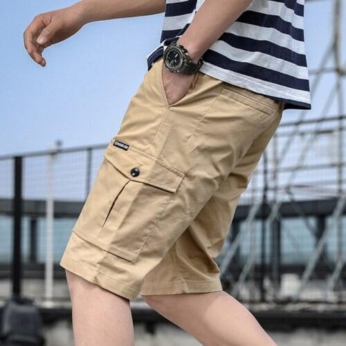 Shorts Men Summer Cargo Shorts Elastic Waist Pure Cotton Shorts Male Bermudas Summer Fashion Clothing Street Wear New