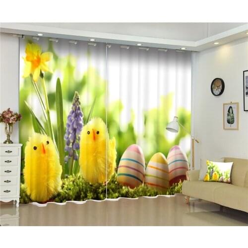 Curtains Yellow chicke print Luxury Blackout 3D Curtains For Living Room Kids Bedroom Drapes cortinas Rideaux Customized size