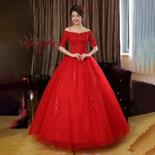 Wedding Dress Off The Shoulder Crystal Flowers Embroidery Floor-Length Boat Neck Elegant Plus Size Wedding Gowns For Women G153