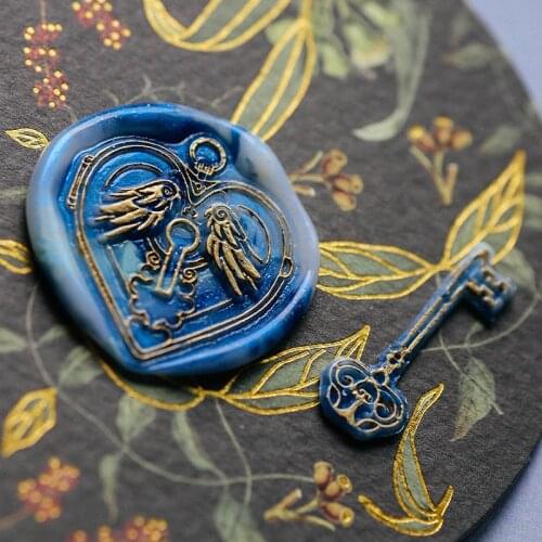 Magic Key Wax Seal Retro Three-dimensional Fire Paint Seal Wedding Greeting Card Decoration 3D Wax Stamp Christmas Gift