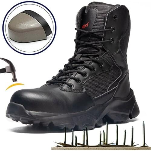Safety boots Men Work Shoes Breathable Construction Protective Footwear Steel Toe Anti-smashing Non-slip Sand-proof Shoes