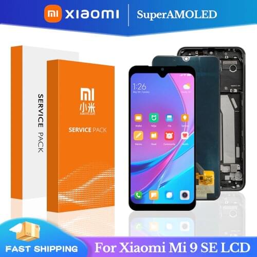 Super AMOLED for Xiaomi Mi9 SE LCD Display With Frame Touch Panel Screen Digitizer Assembly Pantalla For Mi 9 Se LCD M1903F2G