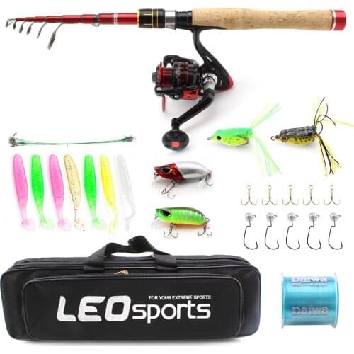 1.6m-2.7m Travel Fishing Rod Reel Combo Full Kits Reel Pole Set With Lure Swivel Tool Set In Bag Case Fishing Tackle Pesca