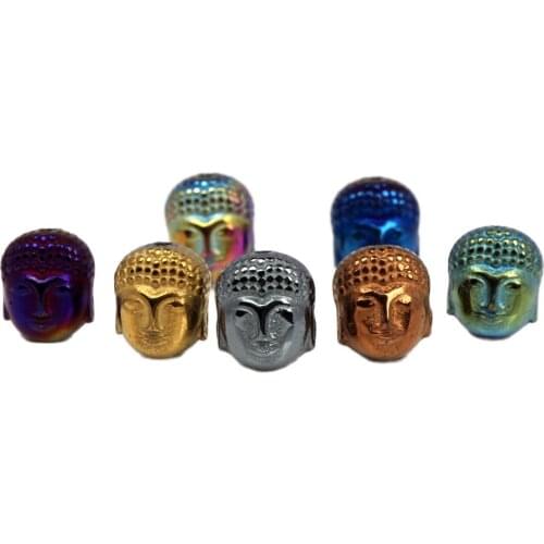 Natural Stone Black Hematite Beads Metal Plating Color Buddha Head 8*10MM 10pcs DIY Necklace Bracelet Jewelry Making