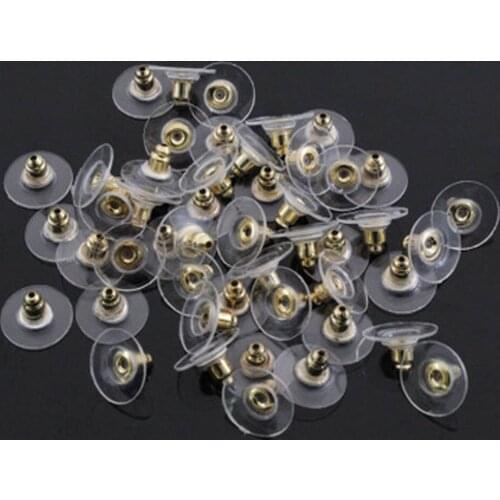 100pcs/Pack Alloy Rubber Earring Backs Bullet Stoppers Earnuts Ear Plugs Findings Jewelry Accessories