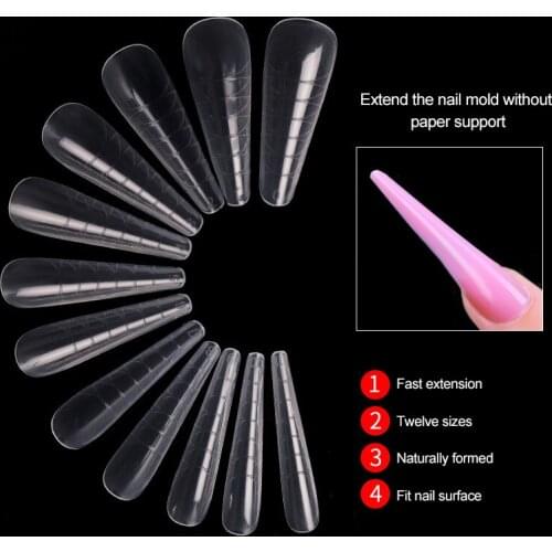 120Pcs/ Box Fake Nails with Scale Nail Extension Mold Extension Gel Full Cover Acrylic False Nails French Nail Art Tips Manicure