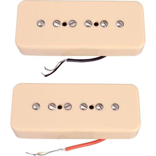 2 Pieces Cream P90 Soapbar Neck&Bridge Humbucker Pickups 50/52m Pole Spacing for Electric Guitar Parts