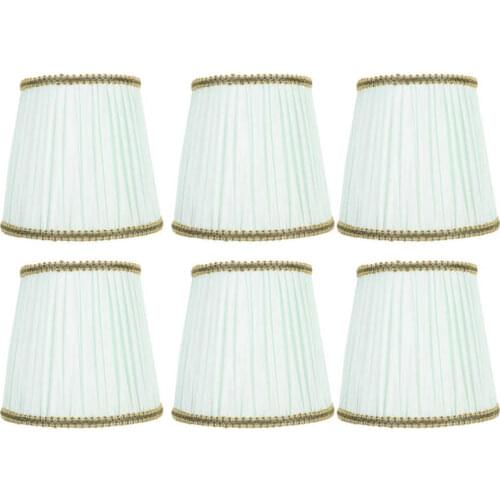 6Pcs Fabric Lampshade Chandelier Wall Lamp Cover Shade for E14 Light Bulb Light Green Lampshade