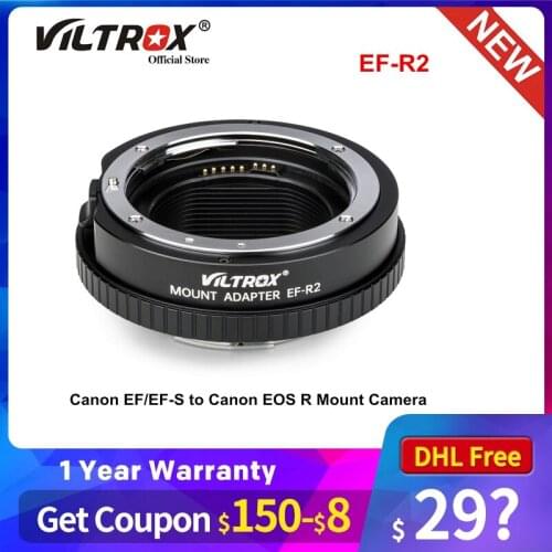 Viltrox EF-R2 Auto Focus Lens Adapter with Functional Control Ring for Canon EF/EF-S Lens to Canon EOS R Mount Camera RP R5 R6