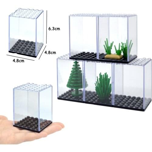 4pcs Acrylic Dustproof Box Figures Building Block Display cabinet dustproof assembly box case shop window base Compatible