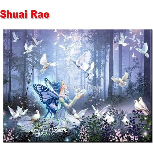 3d diy Bird butterfly fairy diamond painting cross stitch diamond mosaic full square round diamond embroidery sale home decor