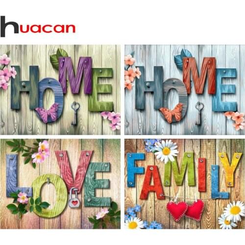 Huacan Full Drill 5D Diamond Painting Sweet Home Board Diamond Embroidery Mosaic Family Cross Stitch Decoration For Home