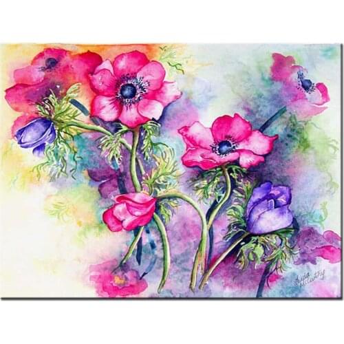 Diamond mosaic Red Flower full square diamond embroidery icon diy diamond painting 100% round drill Drill Home Decor A978