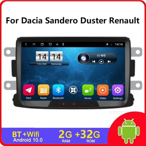 2 Din Android 10.0 Car Radio 8'' Car Multimedia MP5 Player GPS BT WIFI MirrorLink For Renault Duster Sandero Autoradio
