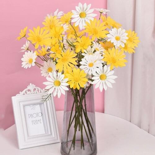 White Daisy Artificial Flowers Long Branch Bouquet for Home Wedding Garden Decoration DIY Bridal Silk Fake Flower Accessories